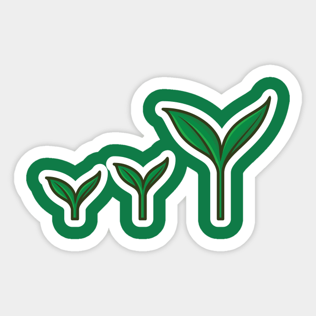 Green tree growth eco concept Sticker vector illustration. Nature object icon concept. Seeds sprout in ground sticker design logo. Sticker by AlviStudio